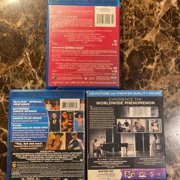 Ladies Night 3 Blu-Rays :50 shades of grey/Magic Mike/moulinRouge, Romeo &Juliet - Picture 2 of 2